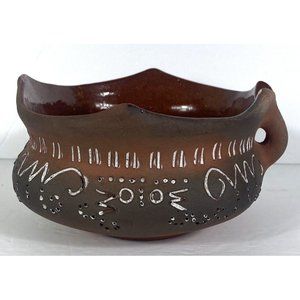Red Clay Pottery Ash Tray Native Glossy Brown